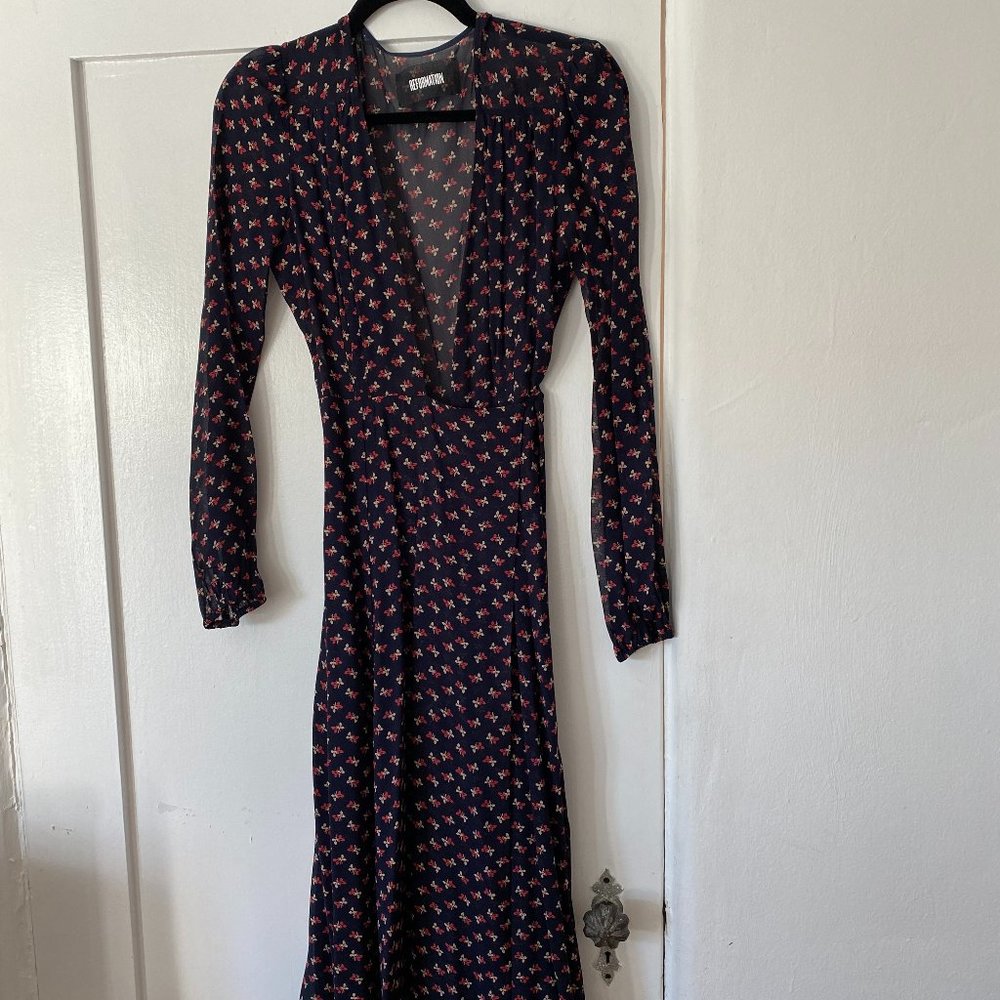 Reformation Floral Wrap Dress long sleeve Maxi